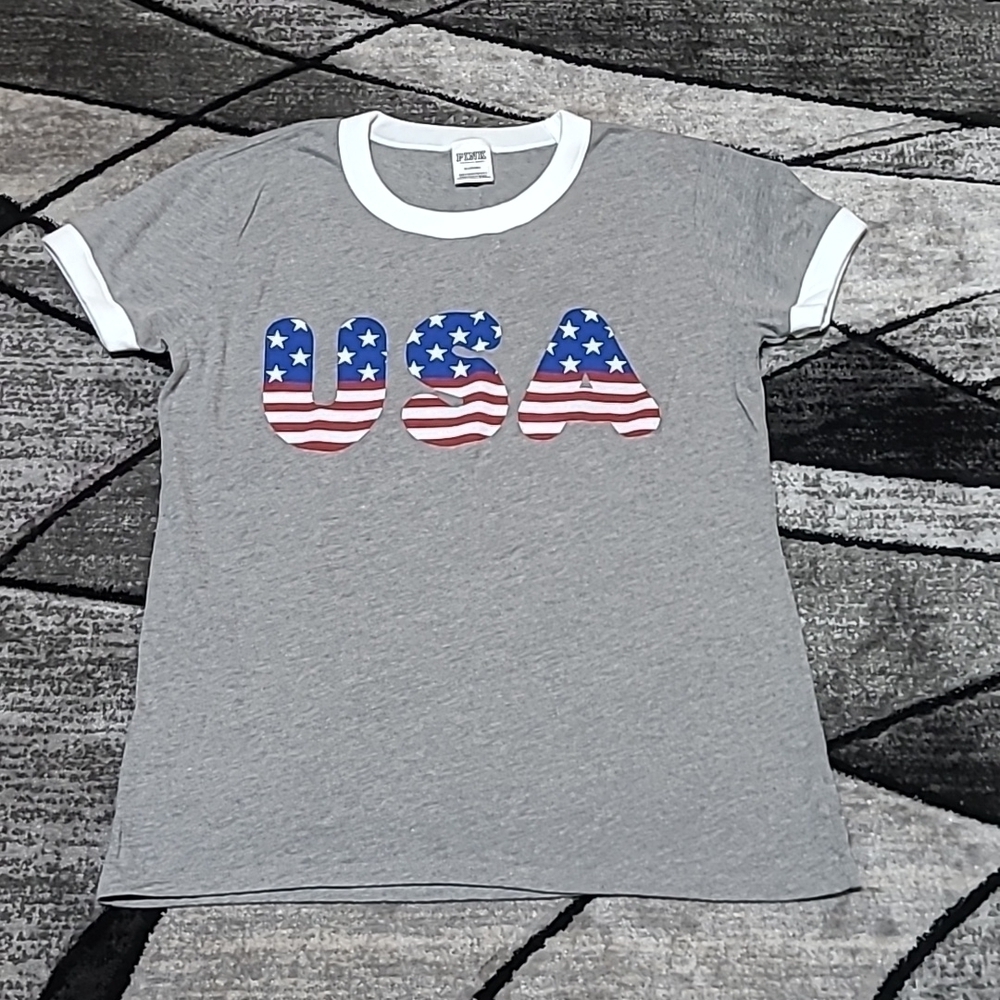 VS PINK 2017  Ringer USA Tee-Shirt 🇺🇸